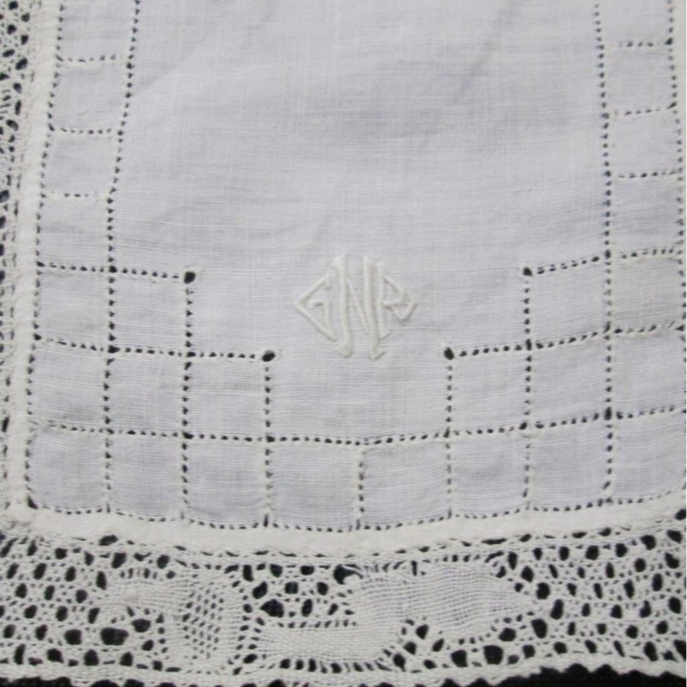 Vintage Monogram Pulled Thread Handkerchief Lot 3… - image 6